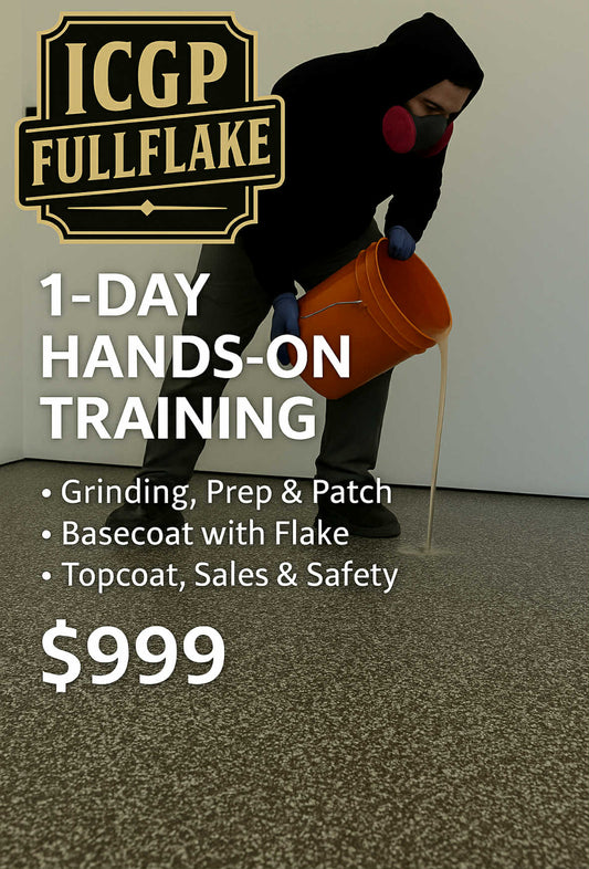 CEO  applying topcoat for a ICGP Fullflake training course details.